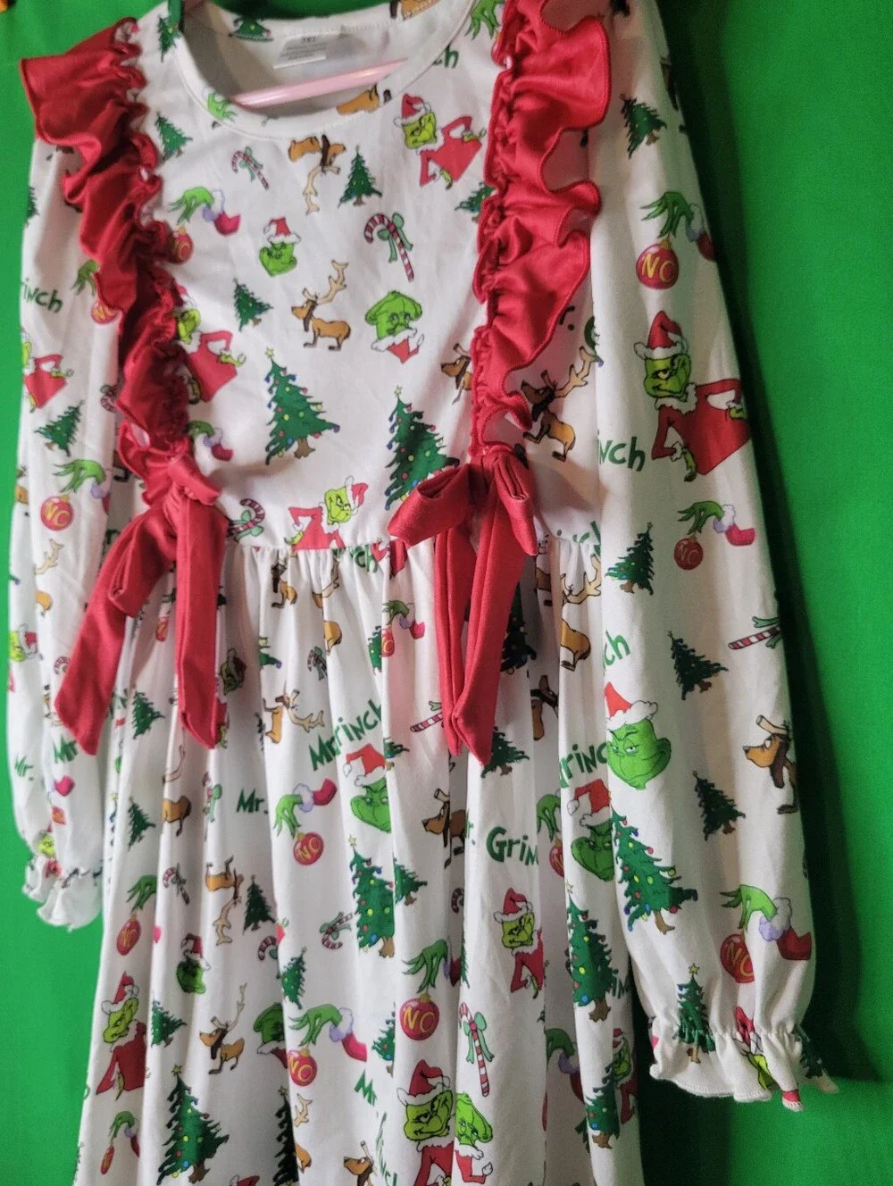 Mr. Grinch Christmas White Red Kids Holiday Costume Dress Sz 3XL 8 7/8 Stretchy